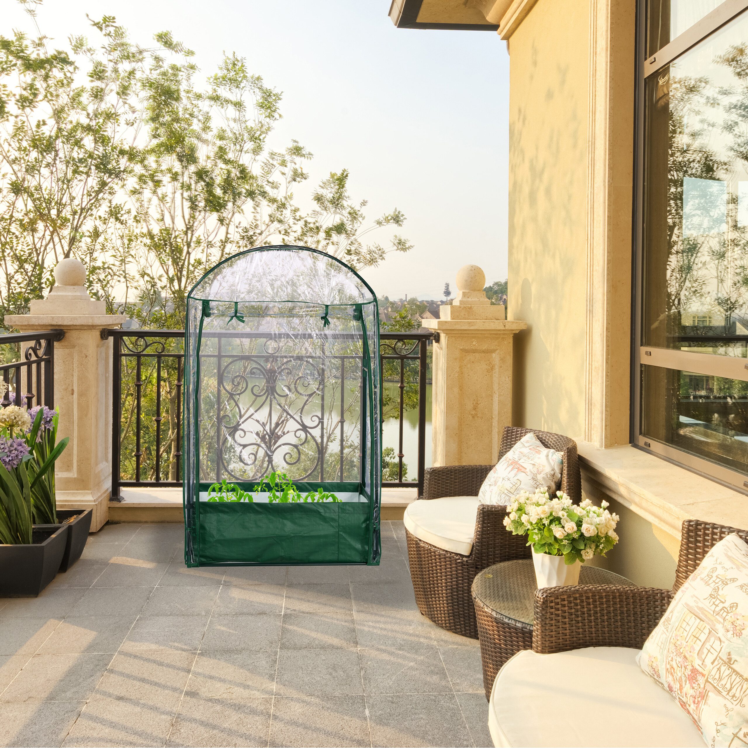 relaxdays Foliengewächshaus Balkon Gewächshaus mit Pflanzsack günstig online kaufen
