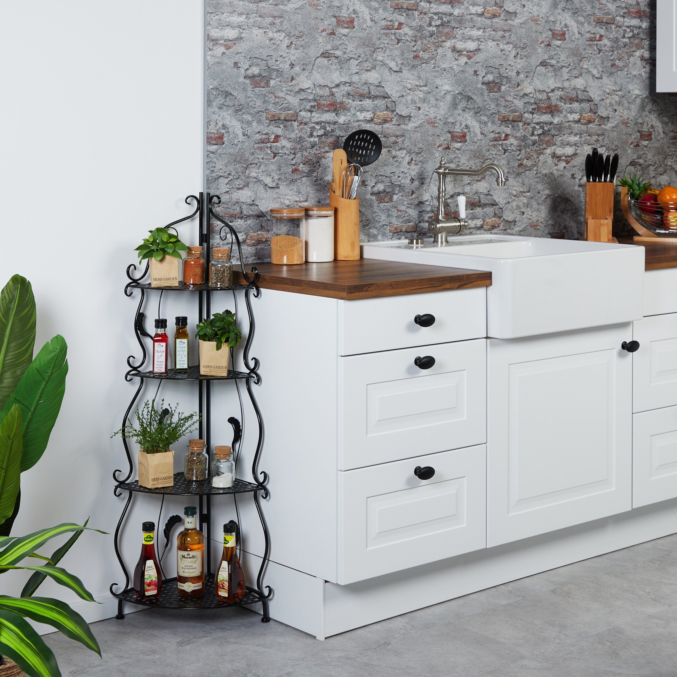 relaxdays Eckregal aus Metall mit 4 Ablage günstig online kaufen