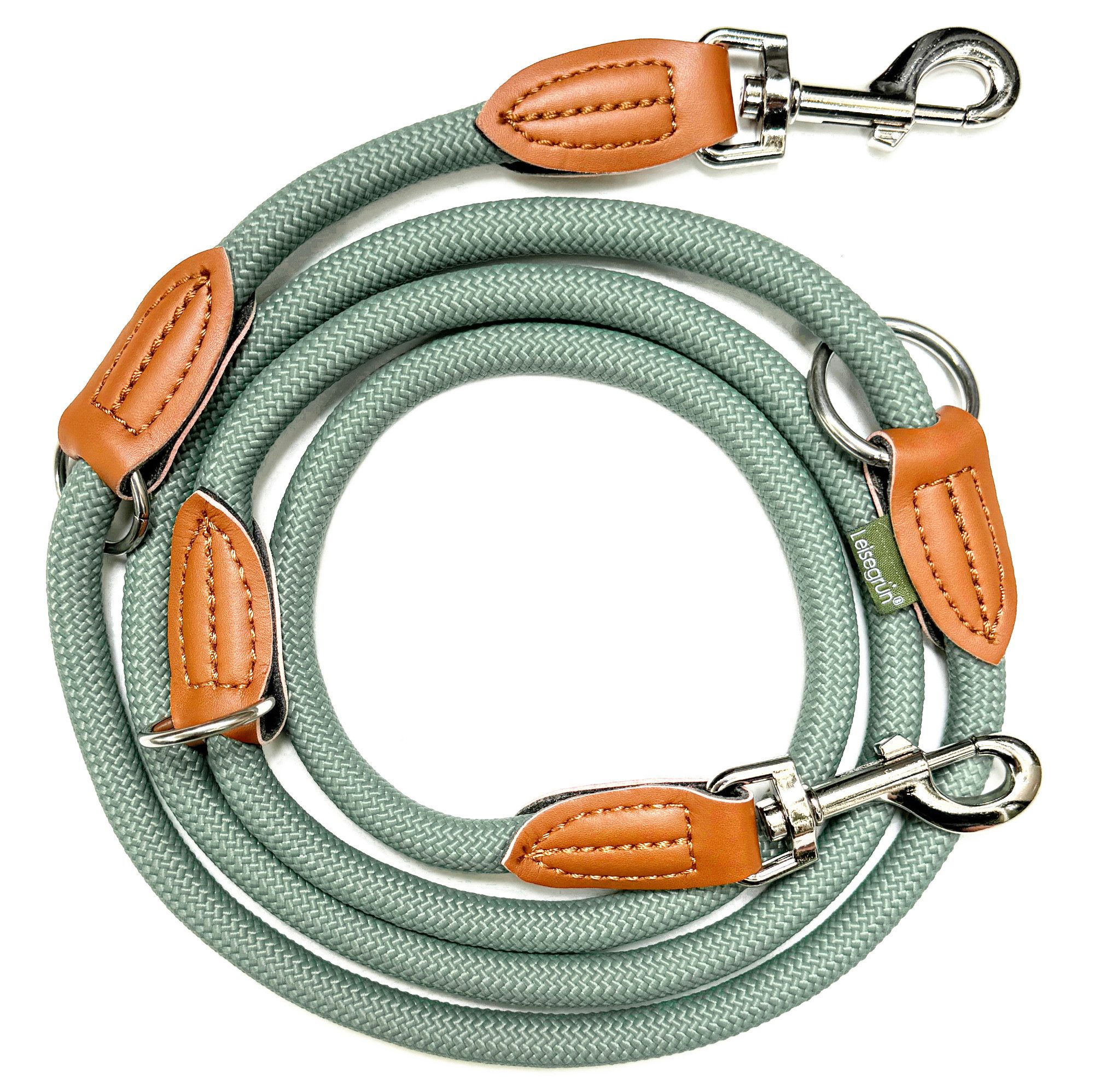 Leisegrün Hundeleine für große Hunde, 2m, 3-fach verstellbar, Nylon, Doppelleine für 2 Hunde, Führleine, Freihandleine, Kurzführer