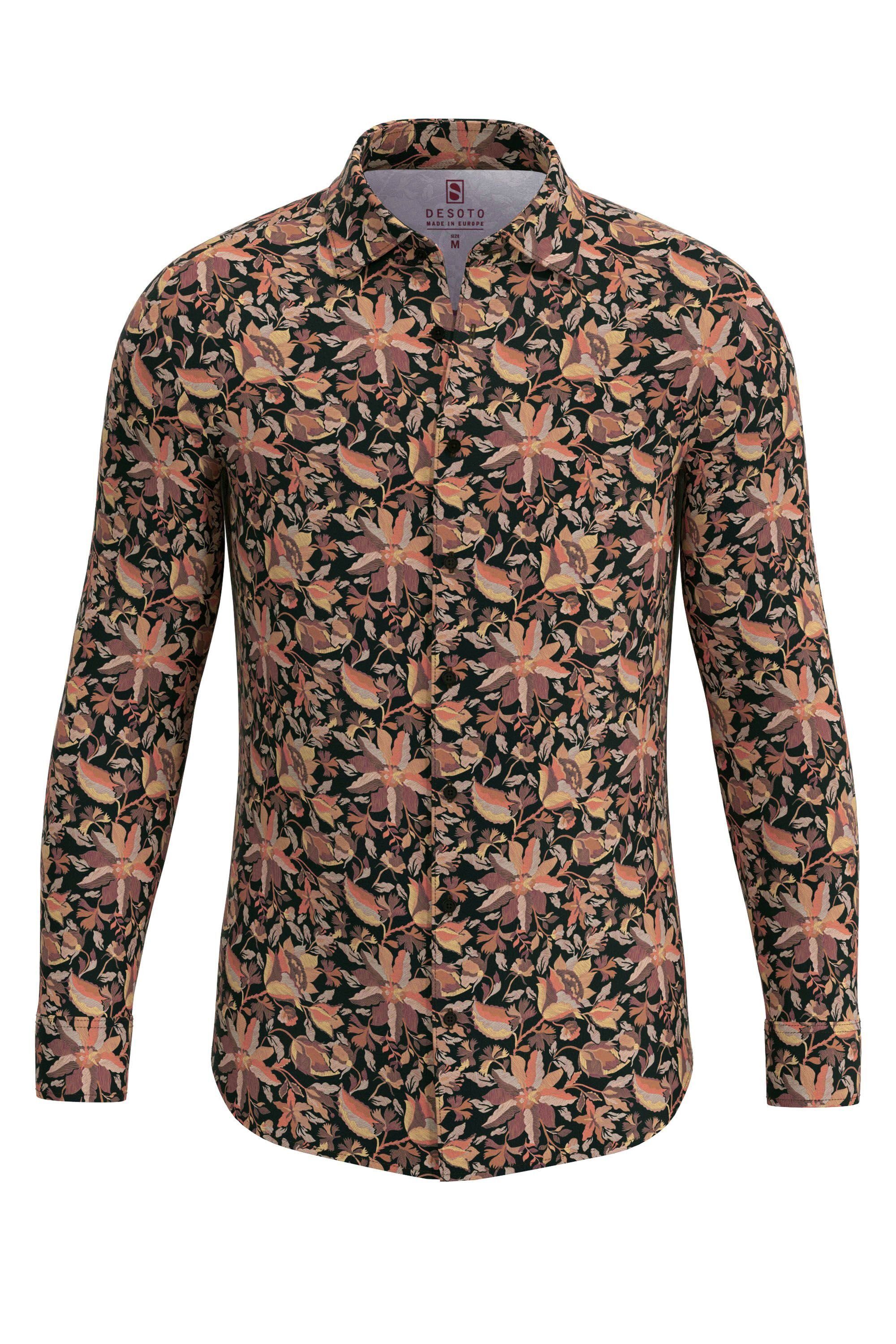körpernah wooden flowers coloured Businesshemd geschnitten Desoto