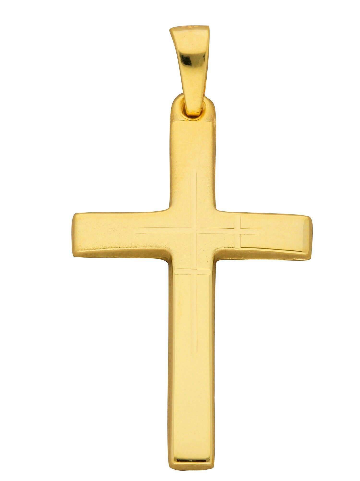 Adelia´s Kettenanhänger 585 Gold Kreuz Anhänger, Goldschmuck für Damen & Herren