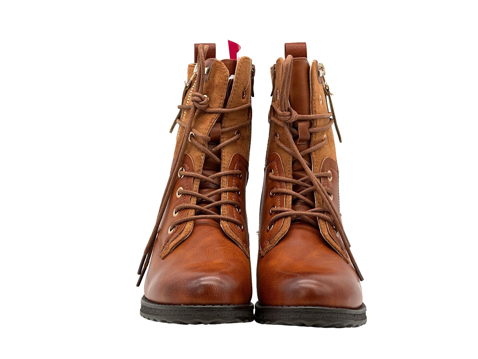 Nowaland Casual Damen Boots mit Warmfutter und Reißverschluss Stiefelette Dekorative Schnürung und kuscheliges Warmfutter