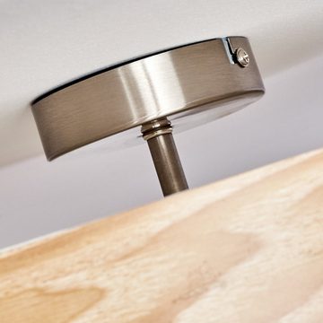 hofstein Deckenleuchte »Luoghicello« Deckenlampe, Stoff/Holz/Metall, Weiß/Natur/Nickel-matt, ohne Leuchtmittel, moderne Leuchte mit Lichteffekten an der Decke, Ø40cm, 3xE27 runde