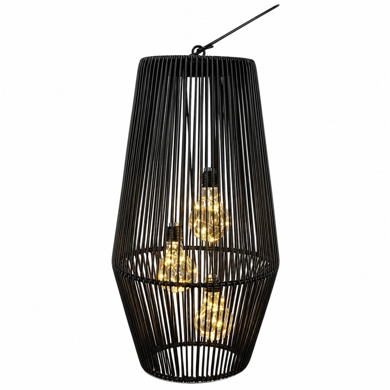 formano LED Laterne Solarlaterne Außen Garten Rattan Look Laterne 45 cm schwarz, LED fest integriert
