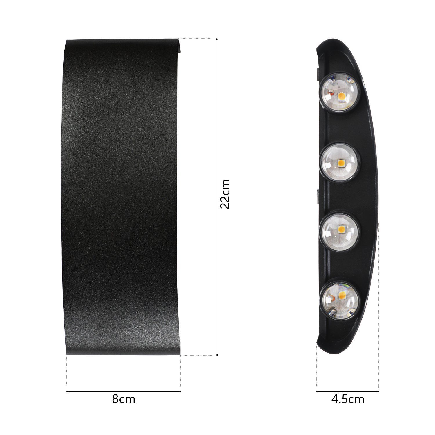 Nettlife Wandleuchte Schwarz Moderne 7W Warmweiß Innen & Aussen Wandlampe, LED fest integriert, Warmweiß, Schlafzimmer Wohnzimmer Flure