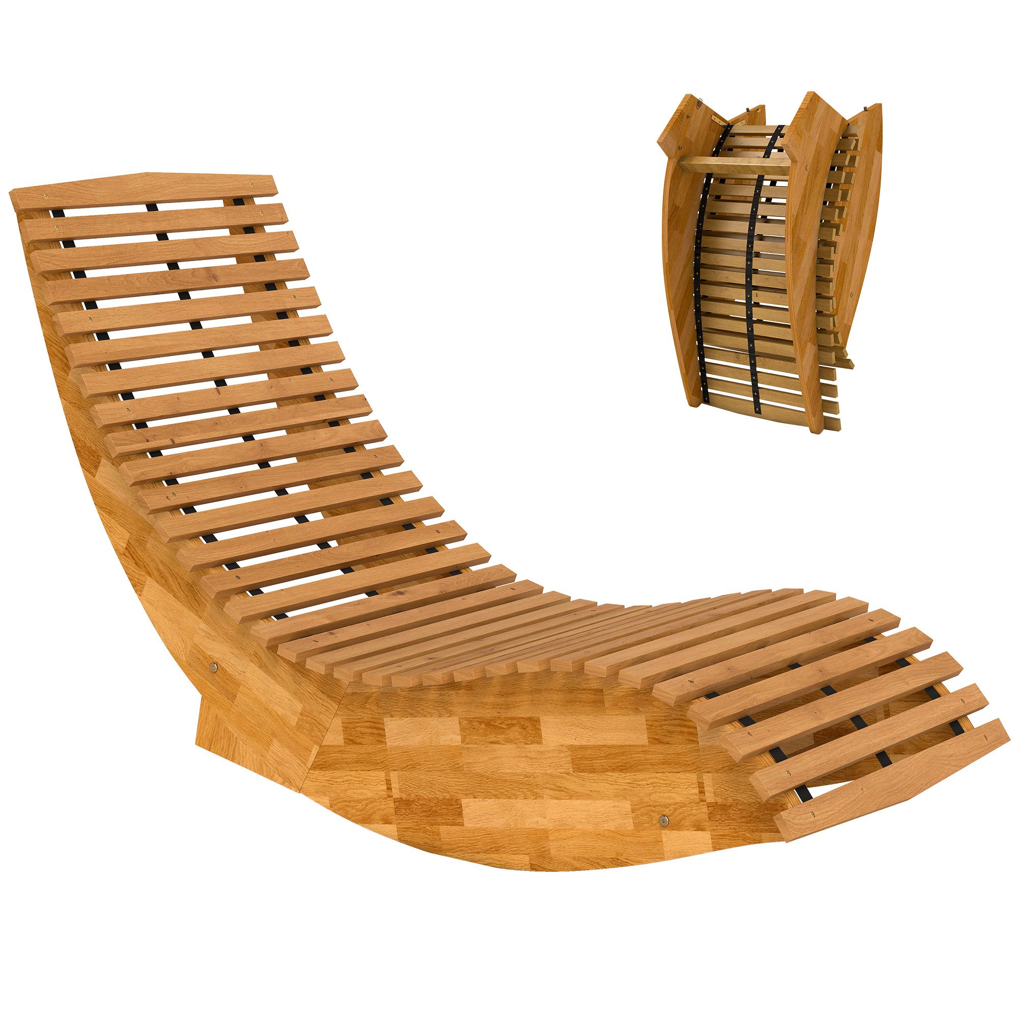 Outsunny Schaukelstuhl mit S-Form, Latten-Design (Sonnenliege, 1 St), für Garten Balkon Hof Terrasse 60 x 156 x 77 cm