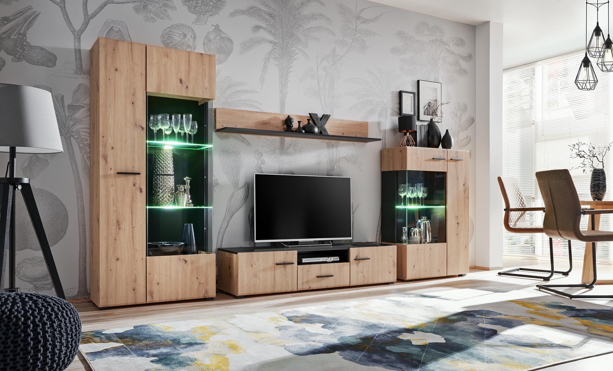 99rooms Wohnwand Irvine, (Wohnmöbel, Wohnzimmer-Set, Set günstig online kaufen