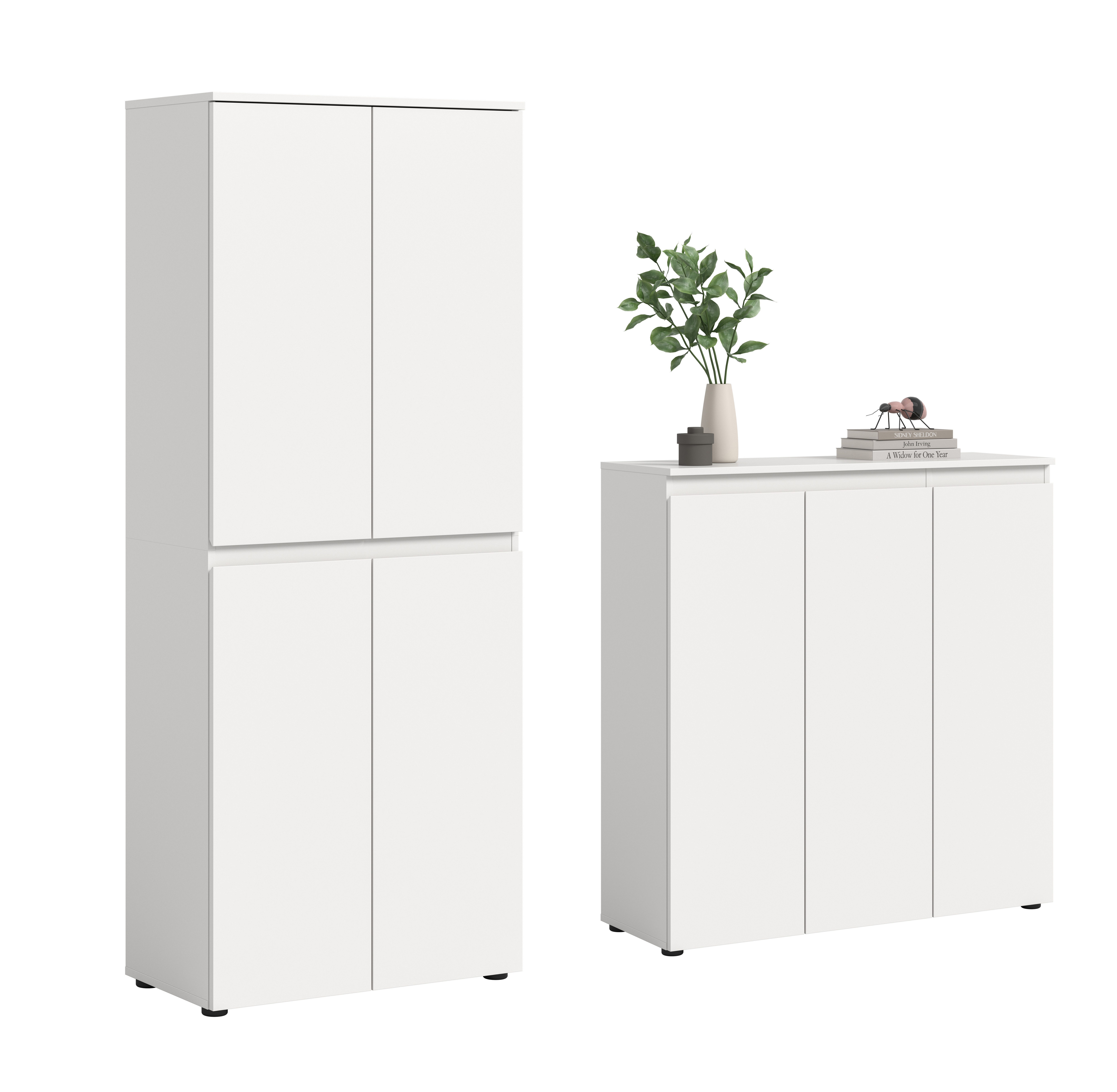 furnling Mehrzweckschrank-Set Sarca - in 5 trendigen Farben, (2-St., bestehend aus Kommode, Universalschrank), 1 Kleiderstange, großzügiger Stauraum durch 19 Fächer, Breite 190 cm