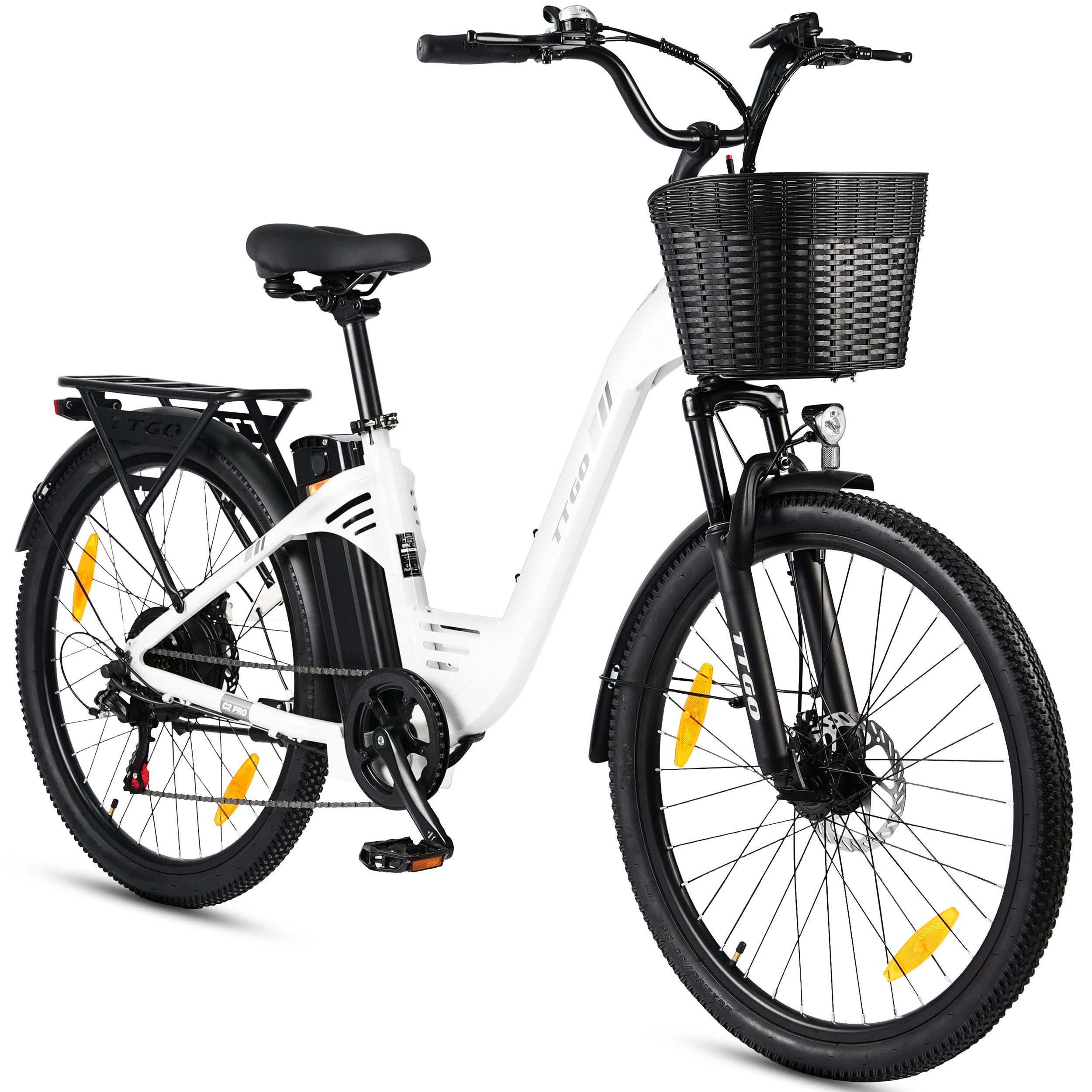 Vankel E-Bike Cityrad C2-Pro E-Fahrrad Damen u. Herren 648WH Pedelec, 36V 18 AH 120 km, Kettenschaltung, Heckmotor, 648 Wh, Cityrad 7 Gang Shimano,Scheibenbremsen, Kettenschaltung