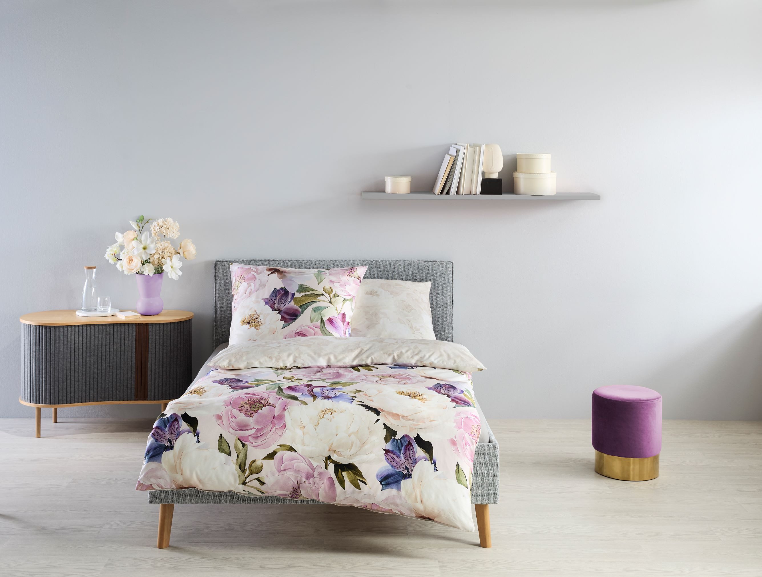 fleuresse Bettwäsche Fleuresse Mako-Satin Bettwäsche 135x200 Rosen Blüten Wende rosa beige, Mako-Satin, 2 teilig, für Sommer und Winter