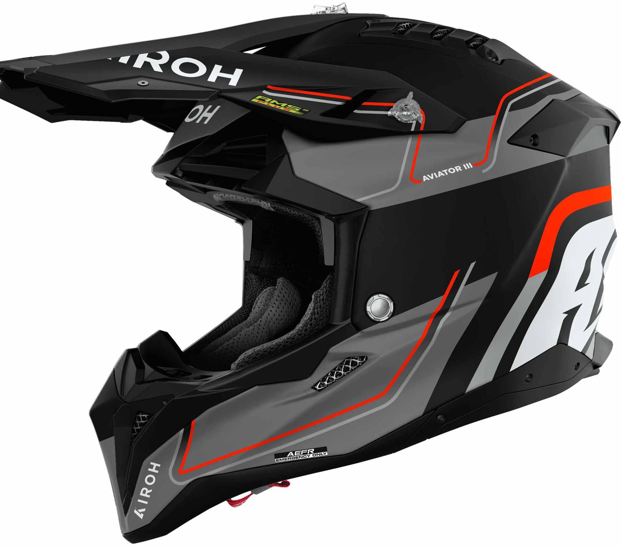 Airoh Motocrosshelm Aviator 3 Leader Motocross Helm, vorbereitet für Kommunikationssystem,geeignet für Brillenträger,i