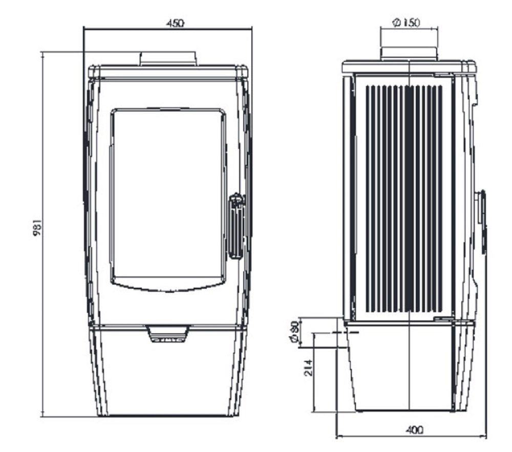 Kaminofen grau, Plamen 8,00 kW Design-Gussofen, Gala