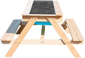 Sunny Garten-Kindersitzgruppe Dual Top 2.0, Picknicktisch mit blauen Behältern