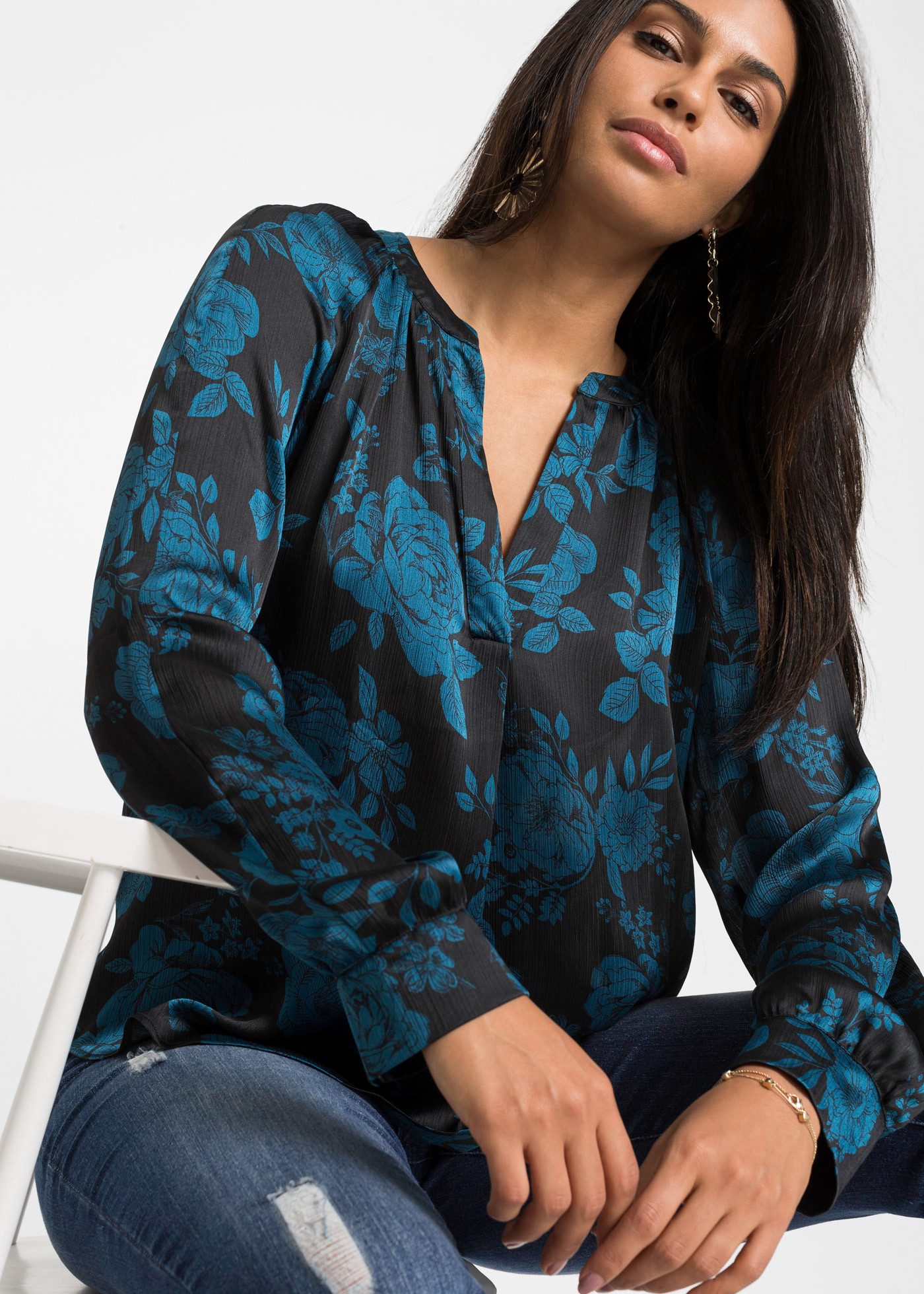 bonprix Tunika moderner Look, gerade Passform, aus Polyester, mit schönem Druck