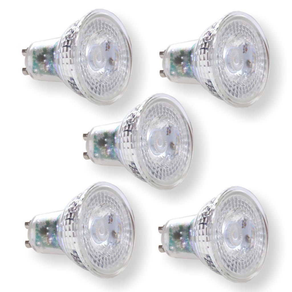 Energizer LED-Leuchtmittel 5 Stück Glas Spot 5,5W dimmbar, GU10, 3000K