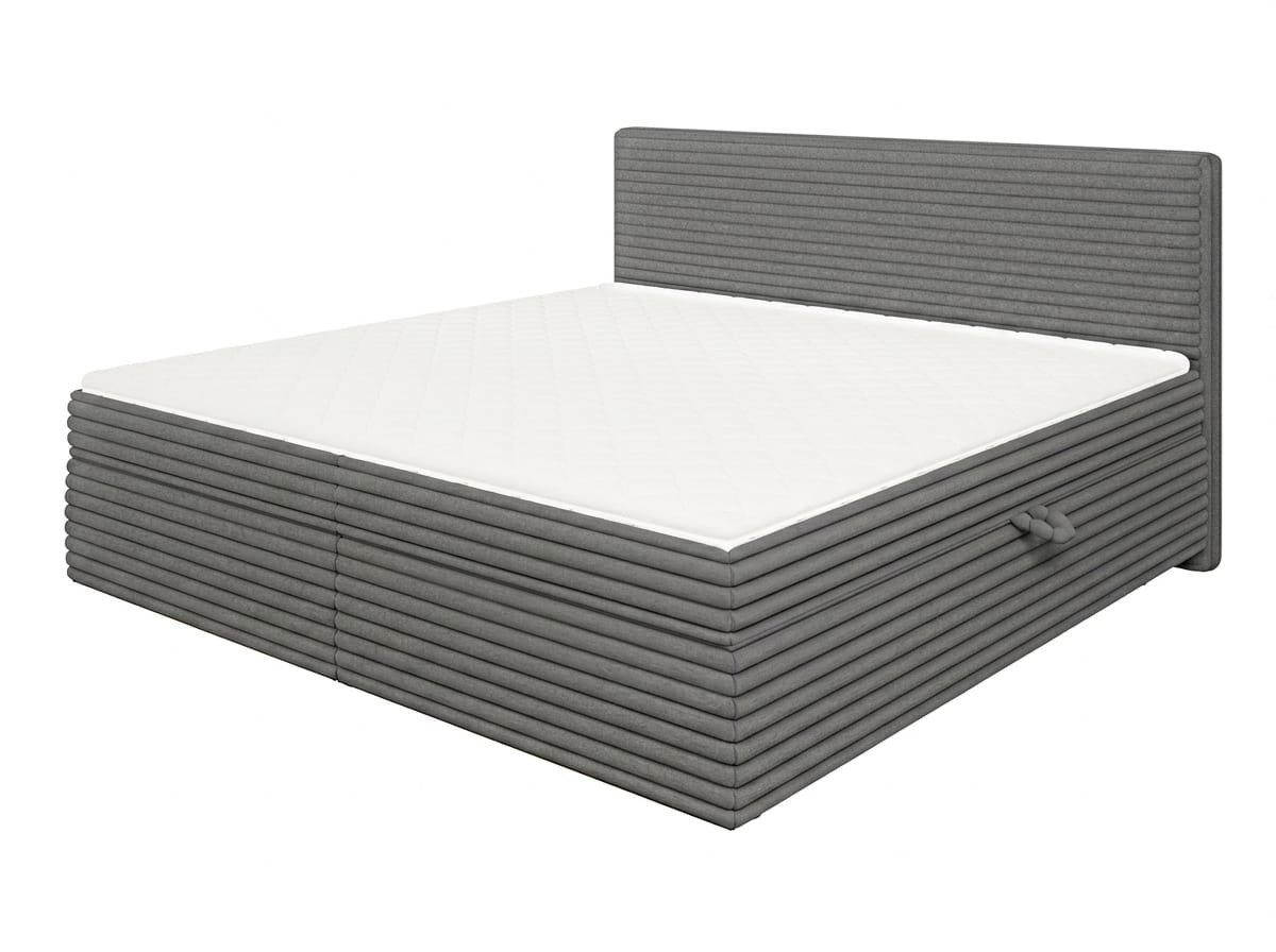 Xlmoebel Boxspringbett Großes graues Bett 200x200 mit Matratze und Stauraumfächern (1-St., 1-tlg), Stauraumfächer unter dem Bett