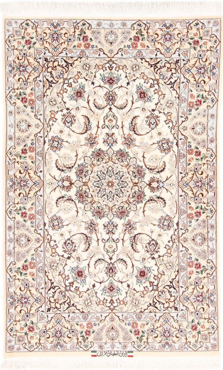 Orientteppich Isfahan Seidenkette 103x167 Handgeknüpfter Orientteppich, Nain Trading, rechteckig, Höhe: 8 mm