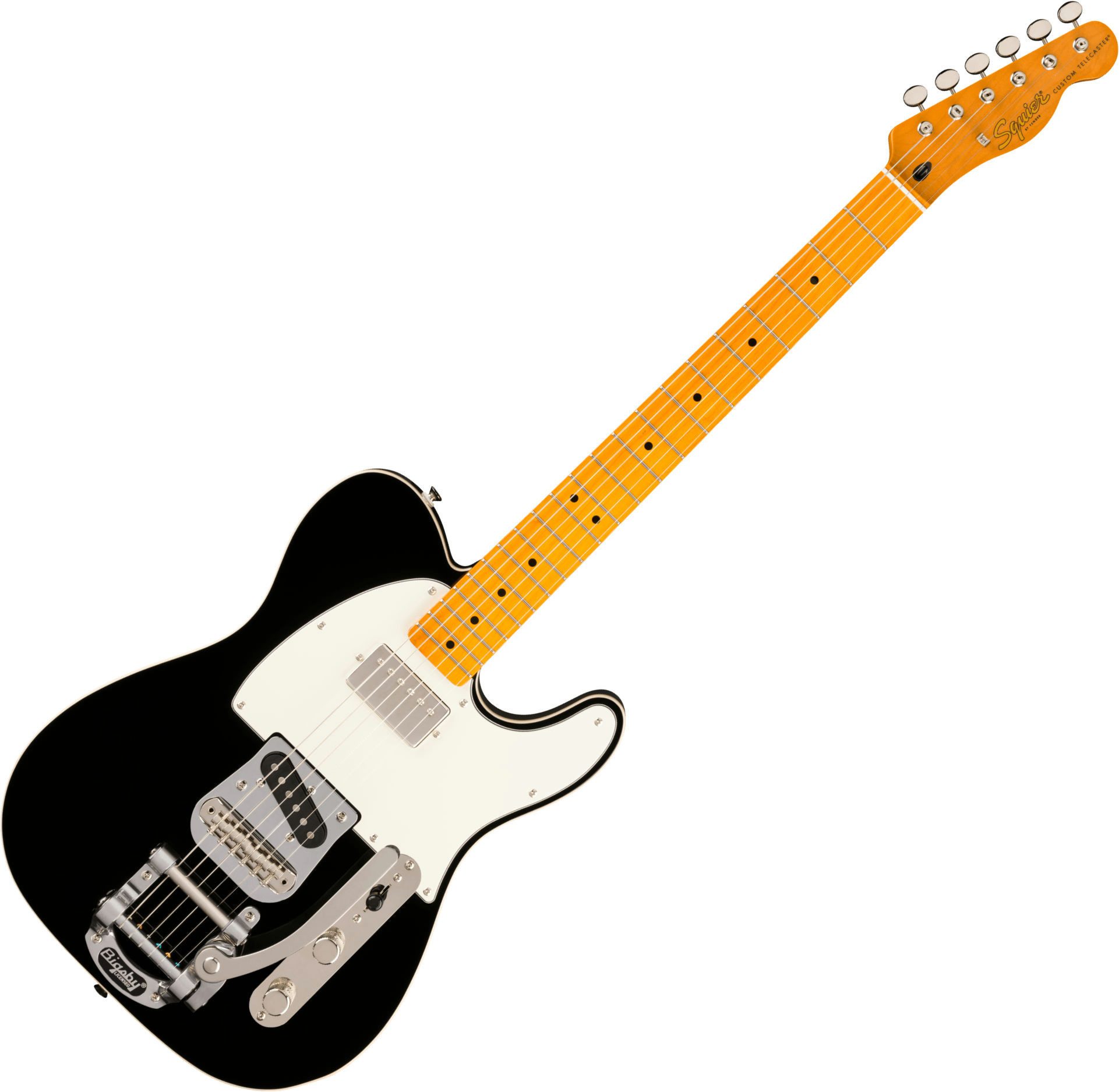 Squier E-Gitarre Limited Edition Classic Vibe Custom Telecaster SH with Bigsby Black, Telecaster, Limitierte Gitarre mit Ahorn-Griffbrett