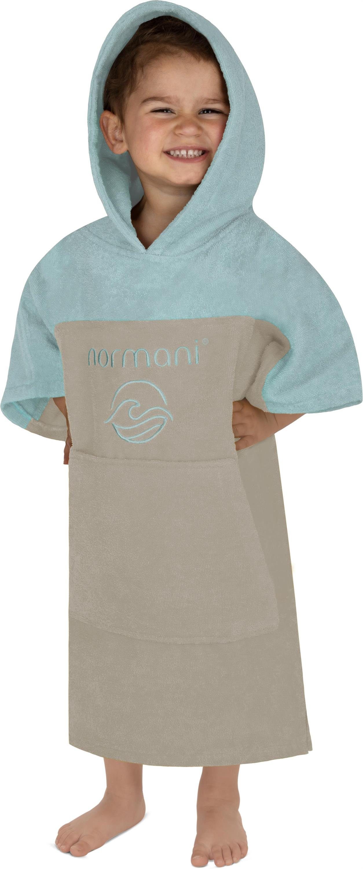 normani Badeponcho Kinder Badeponcho Puwai, Bio-Baumwolle, Kapuze, Schlupf, Badeponcho aus 100 % Bio-Baumwolle – Bild 4 von 5