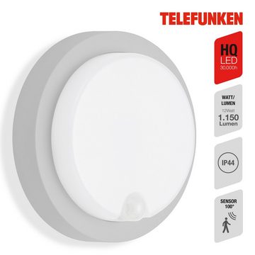 Telefunken LED Außen-Wandleuchte 315304TF, LED fest verbaut, Neutralweiß, Außenleuchte IP44 Bewegungssensor 1150lm 4000K 12W