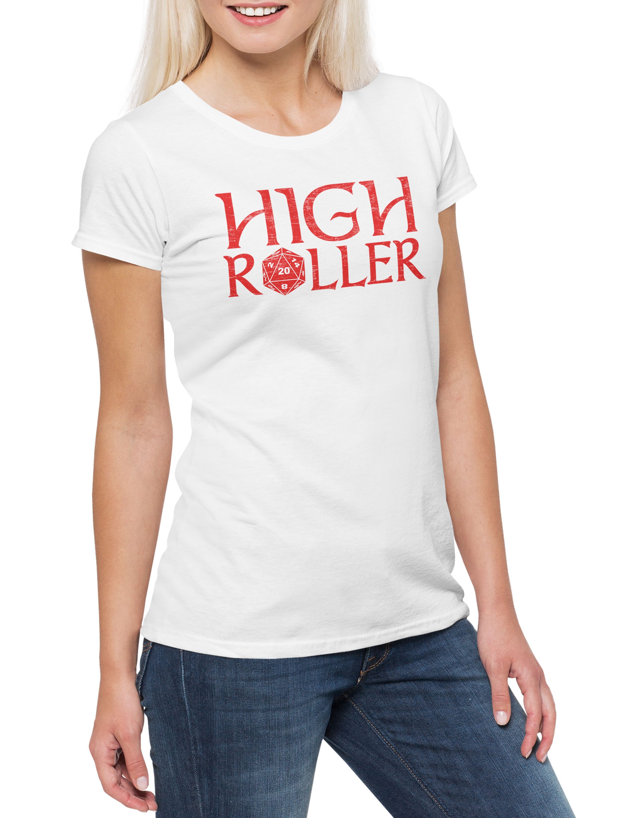 Print-Shirt High Roller Damen T-Shirt RPG Roleplay Dungeons MMORPG Online Dragons