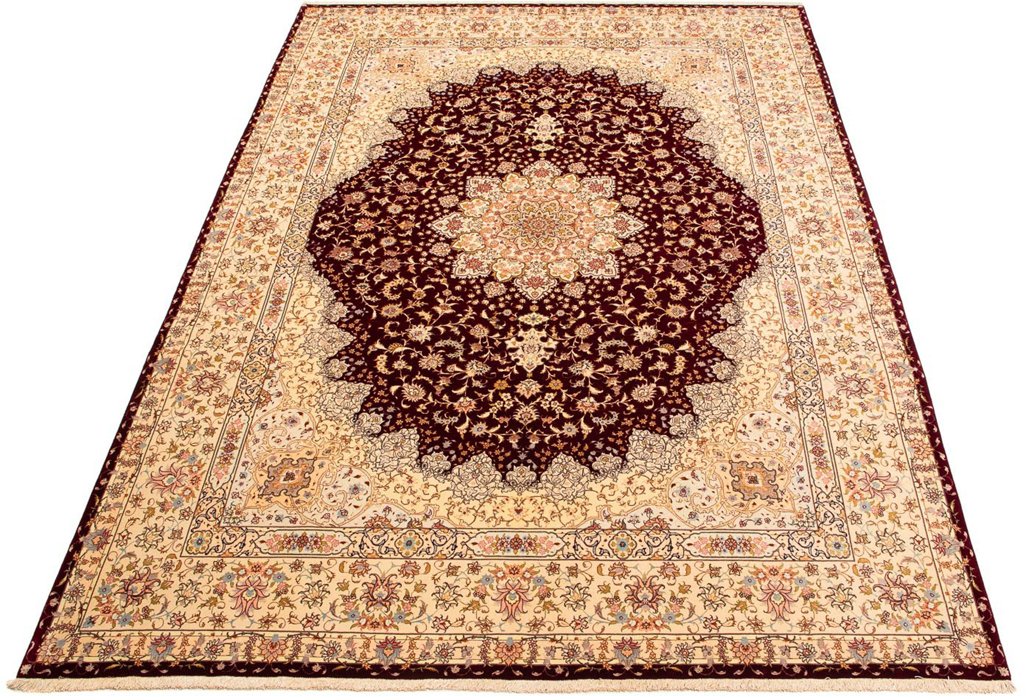 Orientteppich Perser - Täbriz - Royal - 405 x 301 cm - dunkelrot, morgenland, rechteckig, Höhe: 7 mm, Wohnzimmer, Handgeknüpft, Einzelstück mit Zertifikat