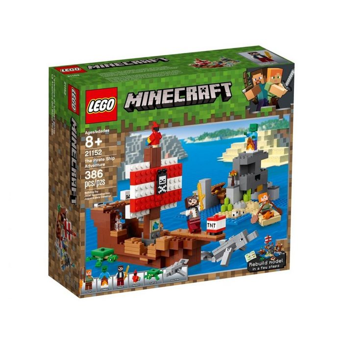 LEGO® Konstruktionsspielsteine LEGO Minecraft™ - Das Piratenschiff-Abenteuer (Set 386 St)