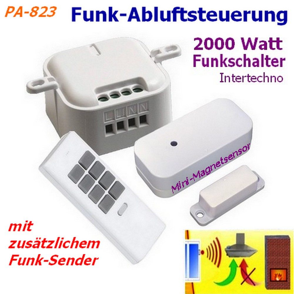 DIW-Funk Funk-Empfangsmodul Funk-Abluftsteuerung,Intertechno CMR-2000+Fensterkontakt+Wandsender, 3-tlg., Komplett-Set, Funk-Abluftsterung