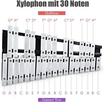 COSTWAY Xylophon, 30 Noten, mit Schlägel Tragetasche
