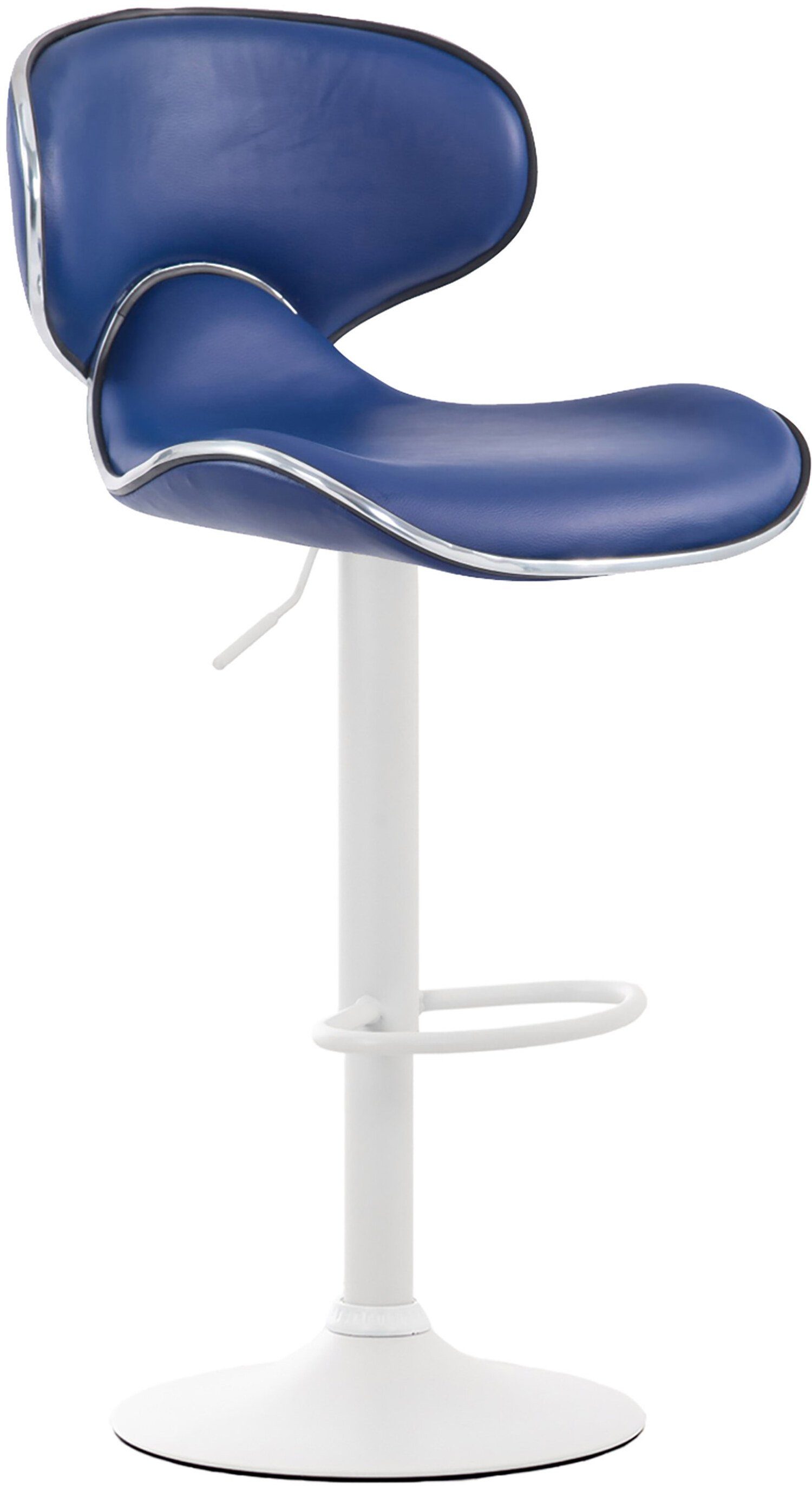 TPFLiving Barhocker Las-Palmas (mit hoher Gestell: & Blau höhenverstellbar Theke Küche), - - 360° Hocker - für Sitzfläche: Kunstleder drehbar - Rückenlehne Metall weiß