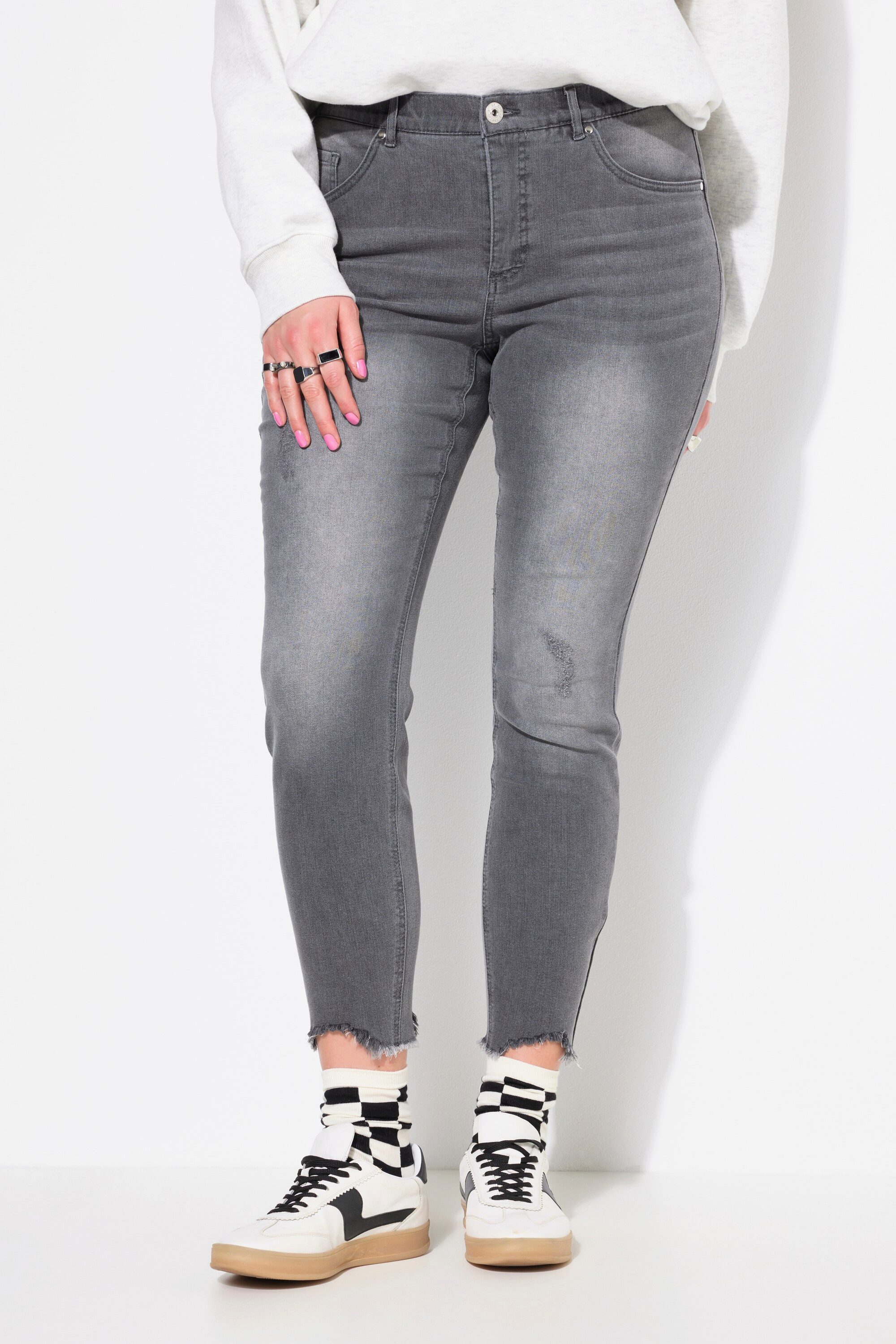 Regular-fit-Jeans Skinny-Jeans High Waist Destroy-Effekten