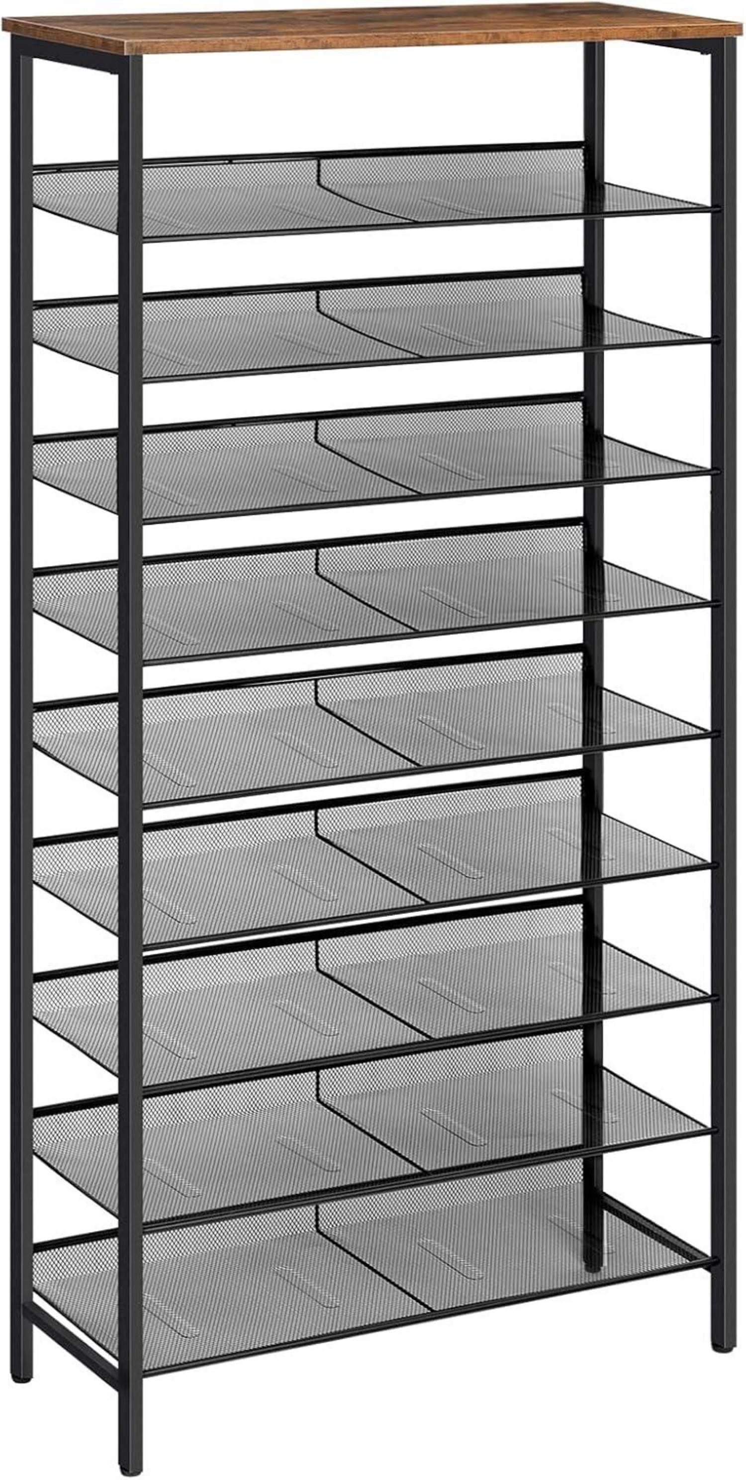 LuxusKollektion Büromöbel-Set Schuhregal 10-stöckig Dunkelbraun-Schwarz Pla günstig online kaufen