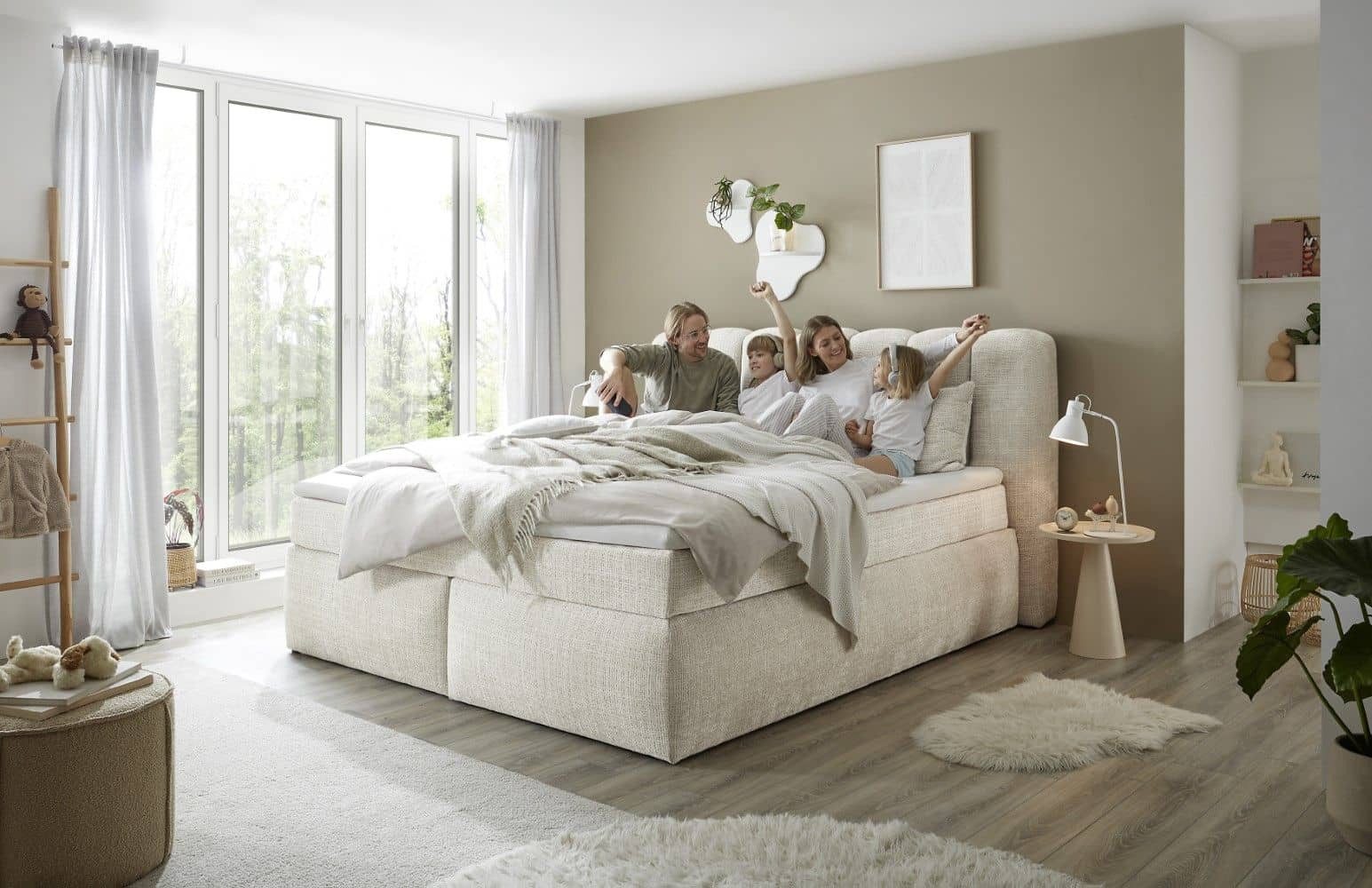 ED EXCITING DESIGN Boxspringbett Gibsons – Luxus mit Duo-Matratze & HR-Topper 180x200/200x200 (Komplettbett inkl. Topper & Duo-Matratze), inkl. Matratze & Topper, H3/H4, Liegehöhe 66 cm, Bezug waschbar 40 °C