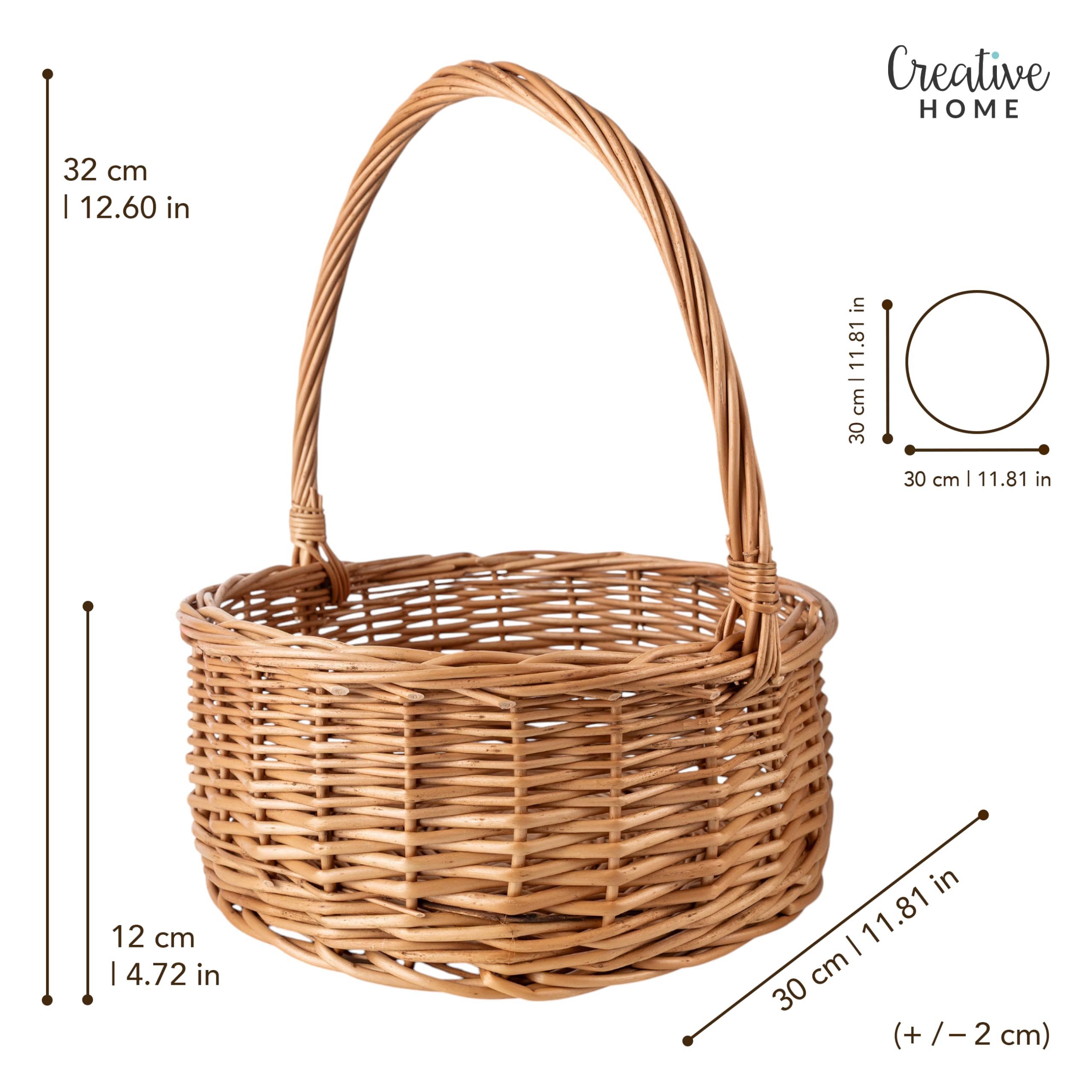 Creative Home Dekokorb Osterkorb Oval Weidenkorb mit Henkel 30x30x32 cm (2 cm)