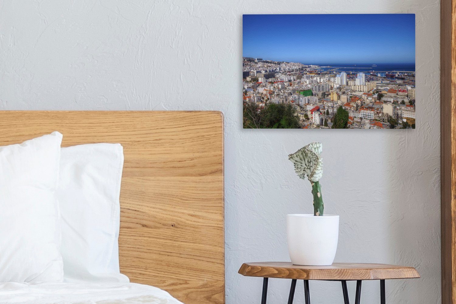 OneMillionCanvasses® Leinwandbild Blauer Himmel über Wanddeko, (1 Stadt der Algier, Wandbild 30x20 St), cm algerischen Aufhängefertig, Leinwandbilder