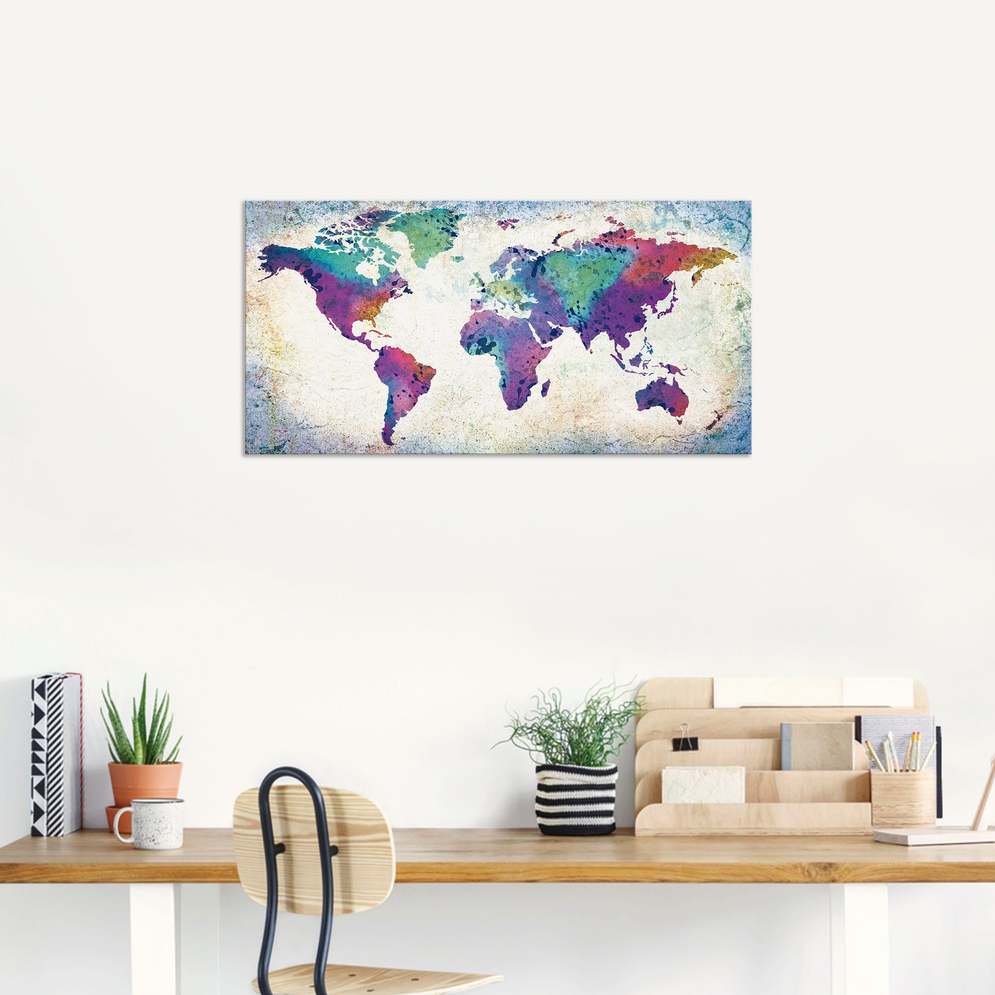 Artland Wandbild »bunte Weltkarte«, Land- & Weltkarten (1 Stück), in vielen Größen & Produktarten - Alubild / Outdoorbild für den Außenbereich, Leinwandbild, Poster, Wandaufkleber / Wandtattoo auch für Badezimmer geeignet-kaufen