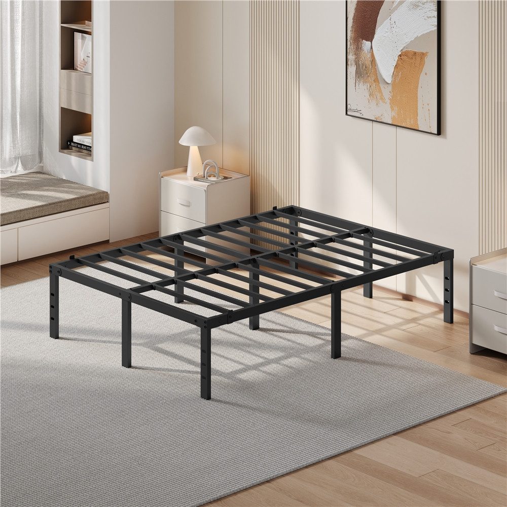 Yaheetech Metallbett 90×190/90×200/140×200/160×200/180×200 cm, Bettrahmen 36/41 cm H mit Lattenrost, Bettgestell aus Metall