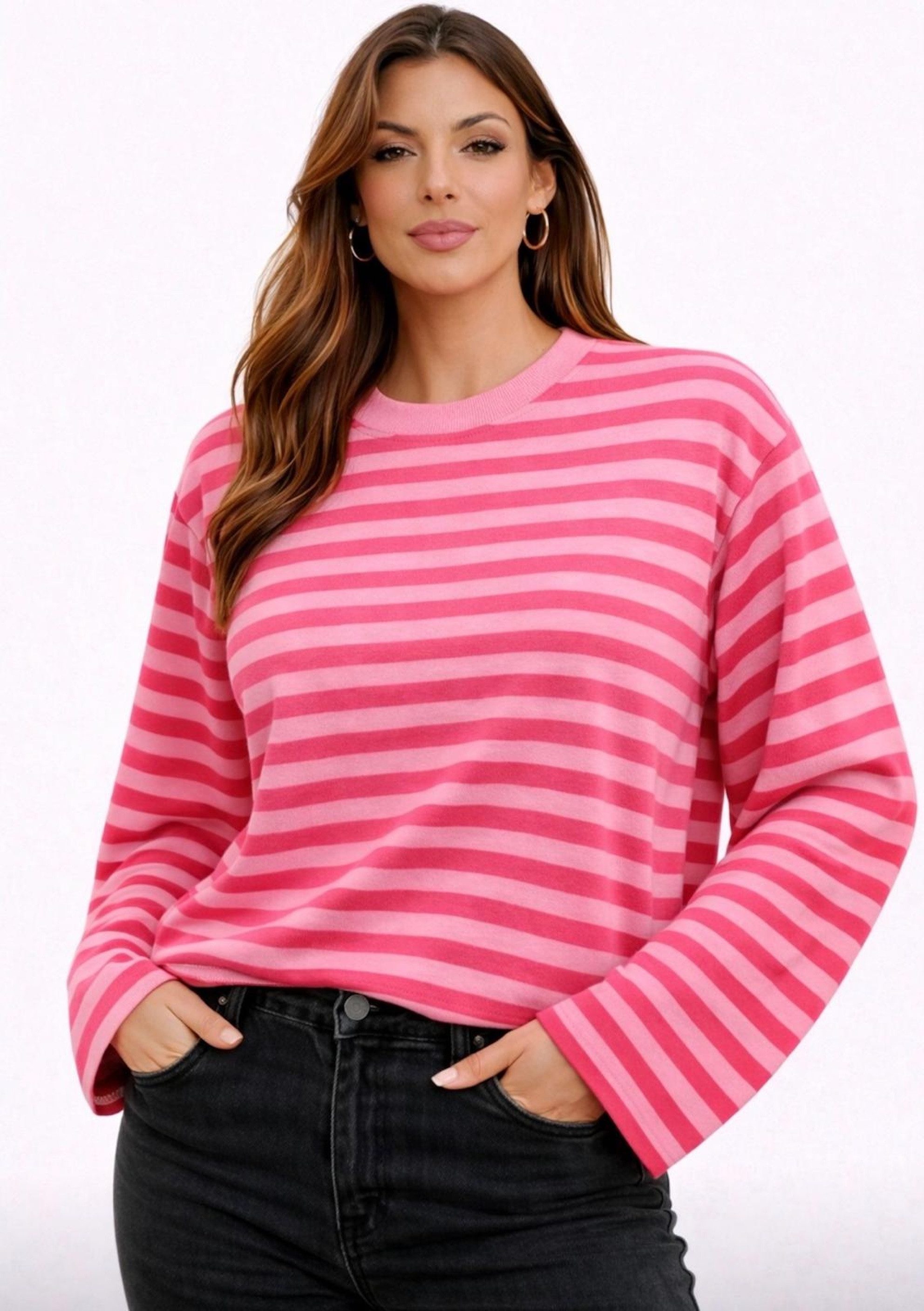 Worldclassca Longsleeve WORLDCLASSCA Longsleeve Streifen Langarm Shirt Sweatshirt Gestreift Neue Kollektion - Stilvolle und gemütliche Mode für Damen