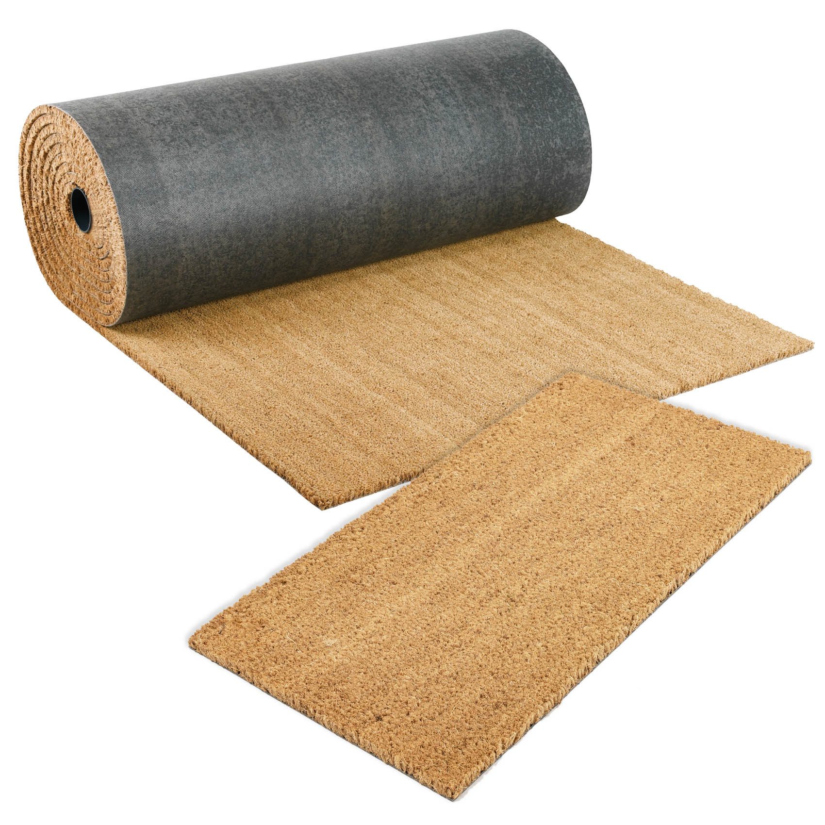 ANRO Bodenschutzmatte Kokos-Schmutzfangmatte Fußmatte rutschfest Naturfaser Vinyl Rückseite, 1x Kokosmatte, 1-St., 1Stück auf einer Rolle, Robust pflegeleicht 30x100cm Braun auch als Fußmatte