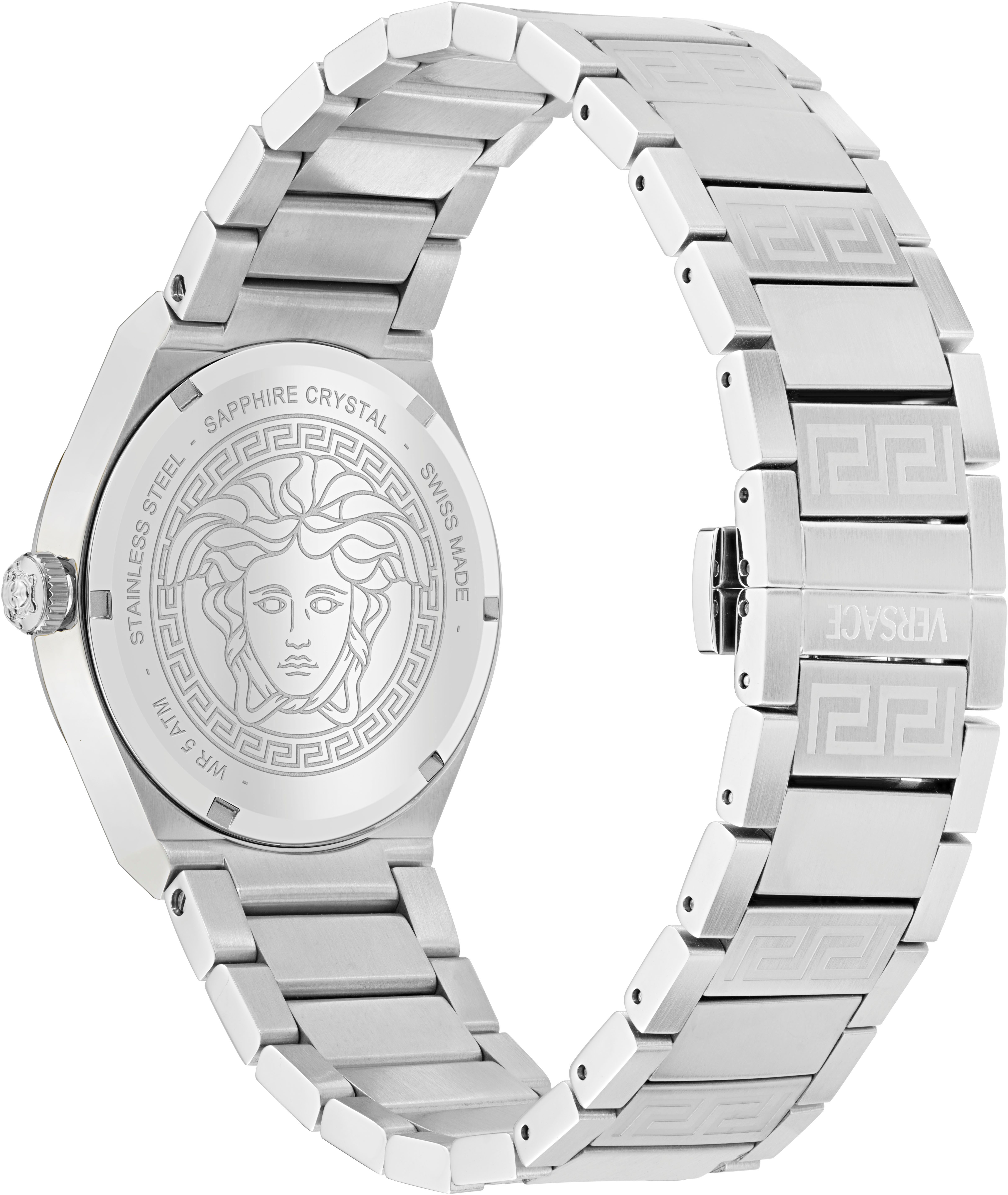 Versace Quarzuhr V-AURIA VE0F00125, Armbanduhr, Herrenuhr, Swiss Made, Edelstahlarmband, analog, Datum