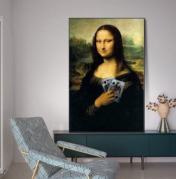 TPFLiving Kunstdruck (OHNE RAHMEN) Poster - Leinwand - Wandbild, Da Vinci - Mona Lisa - Verschiedene lustige Motive - (Motive in verschiedenen Größen), Farben: Braun, Beige, Schwarz - Größe: 20x30cm
