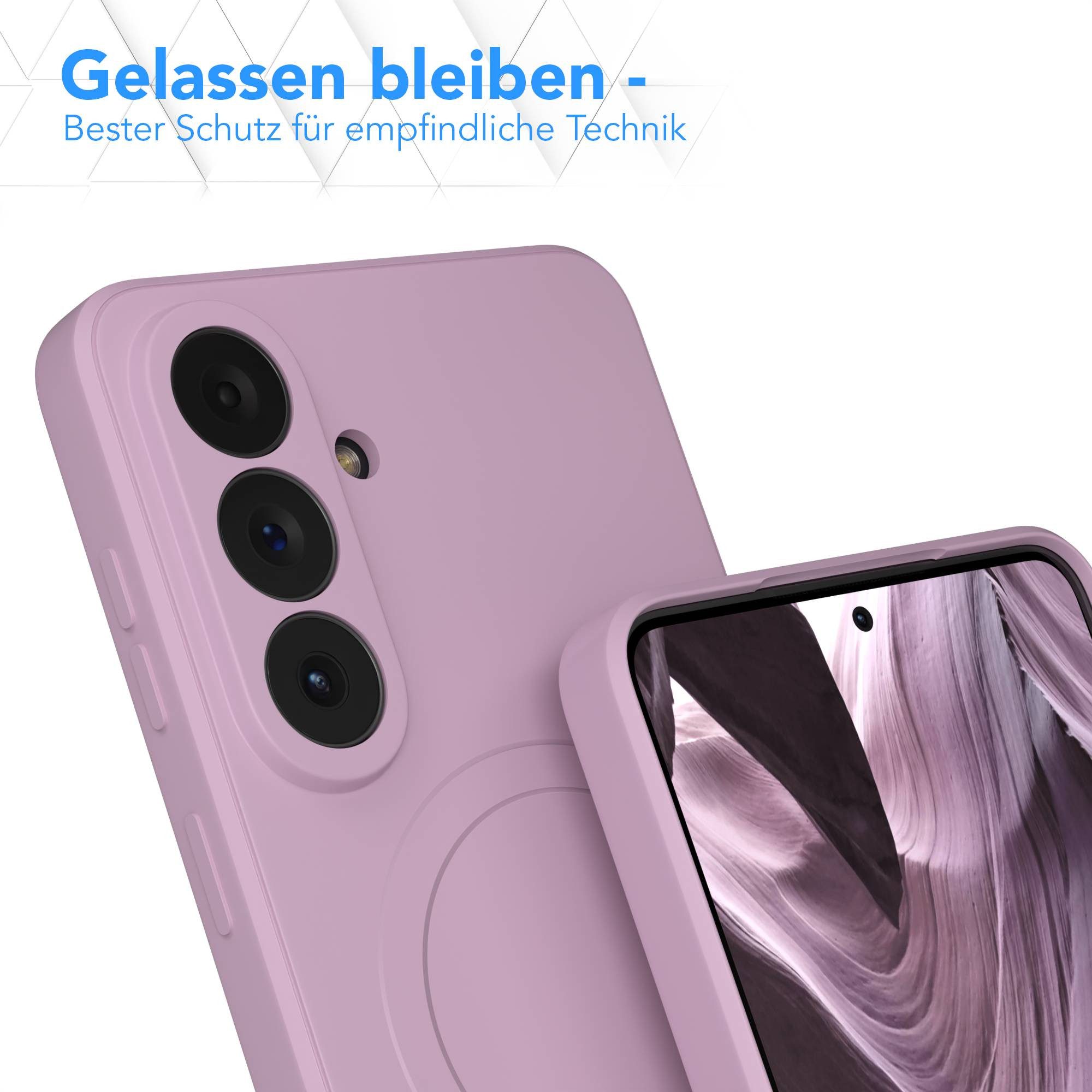 EAZY CASE Handyhülle MagSafe Silikon für Samsung Galaxy S26 Plus 6,7 Zoll, MagSafe Slimcover Kameraschutz Qi-Charging Softcover weich Flieder – Bild 4 von 5