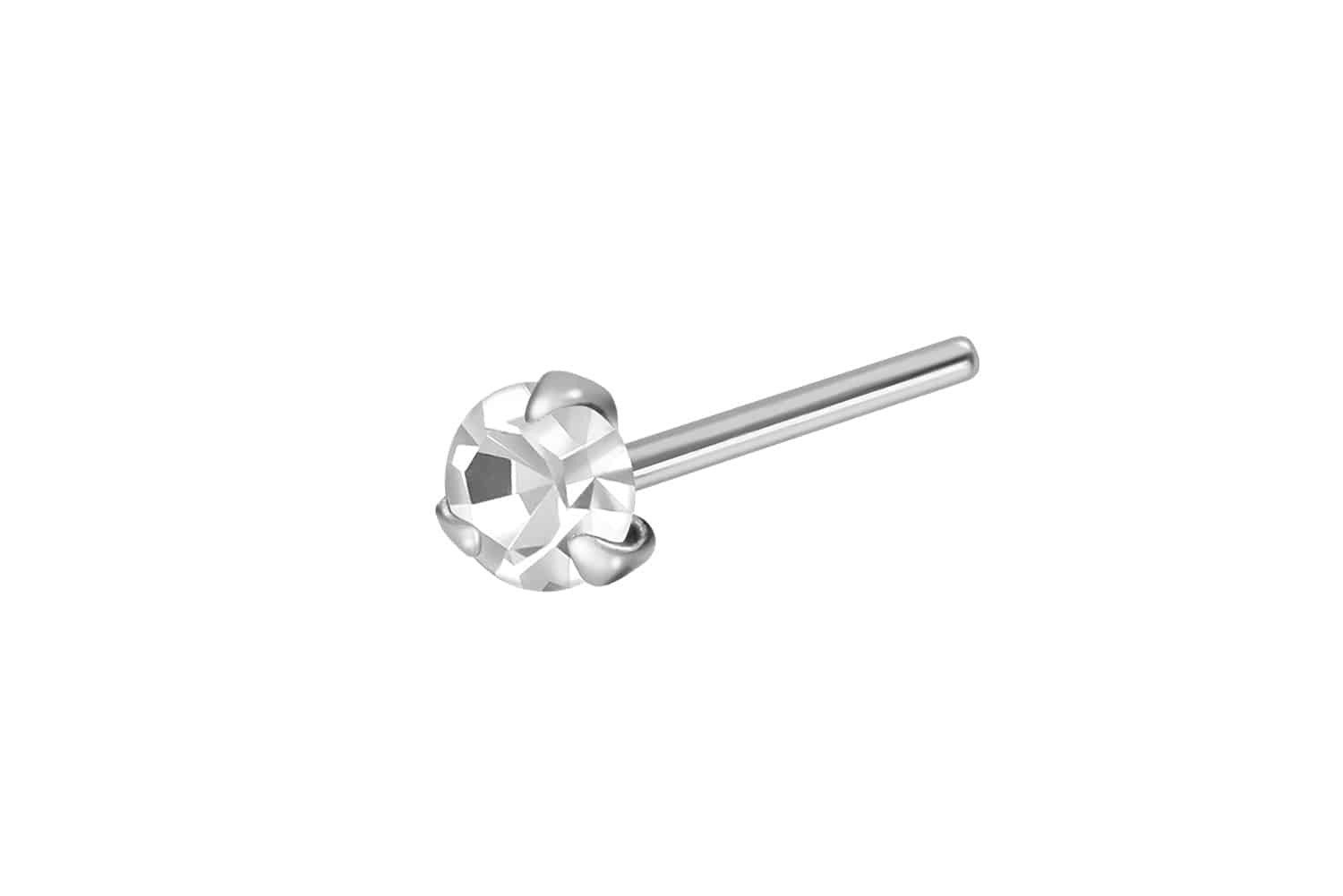 PIERCINGLINE Nasenpiercing 925er Silber Nasenstecker RUNDER KRISTALL - biegbar (Nasenstecker, 1-tlg)