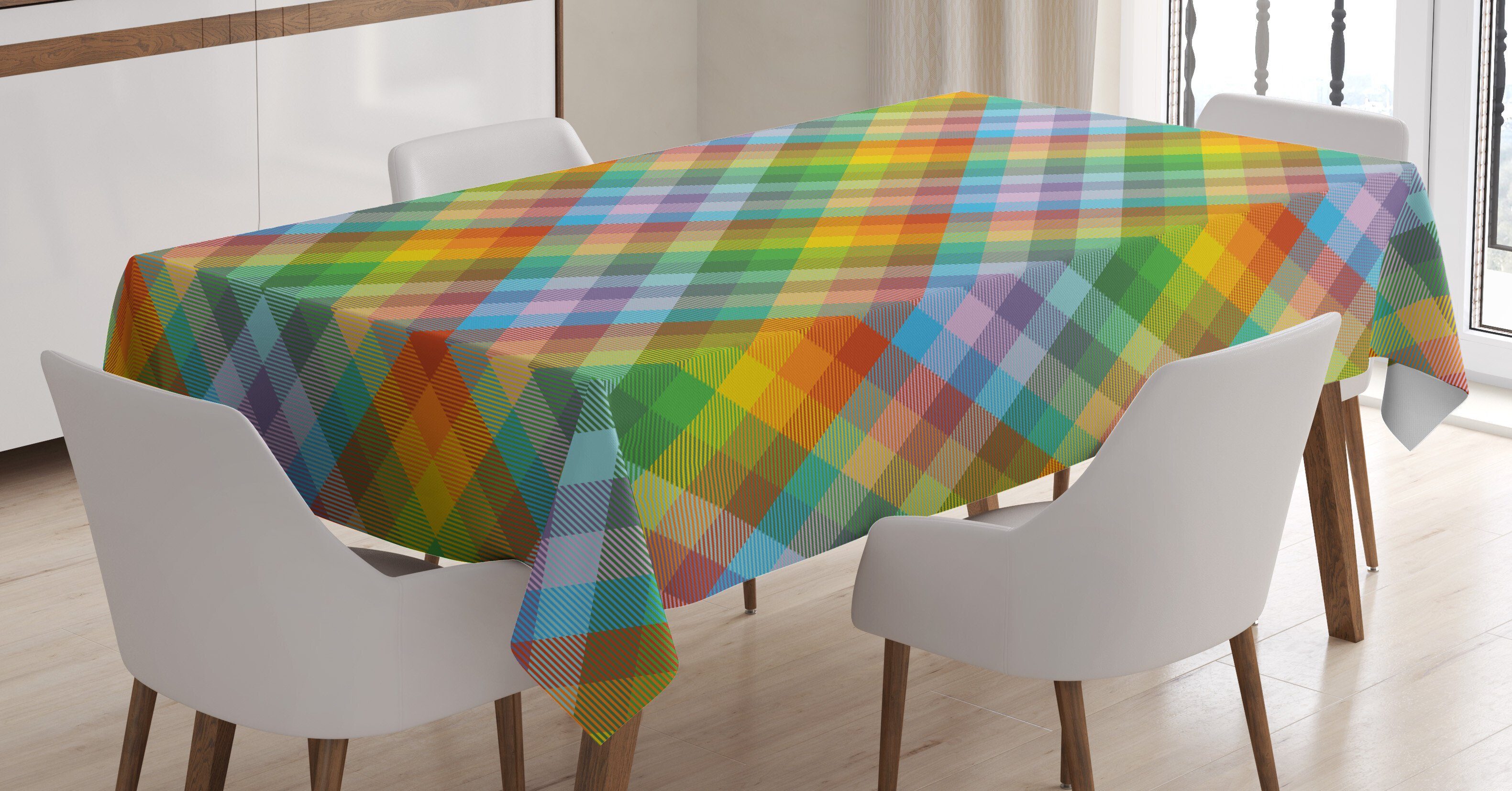 Bunter Für Farben, Abakuhaus geeignet Klare Waschbar Bereich den Farbfest Plaid Sommer-Madras-Art Außen Tischdecke