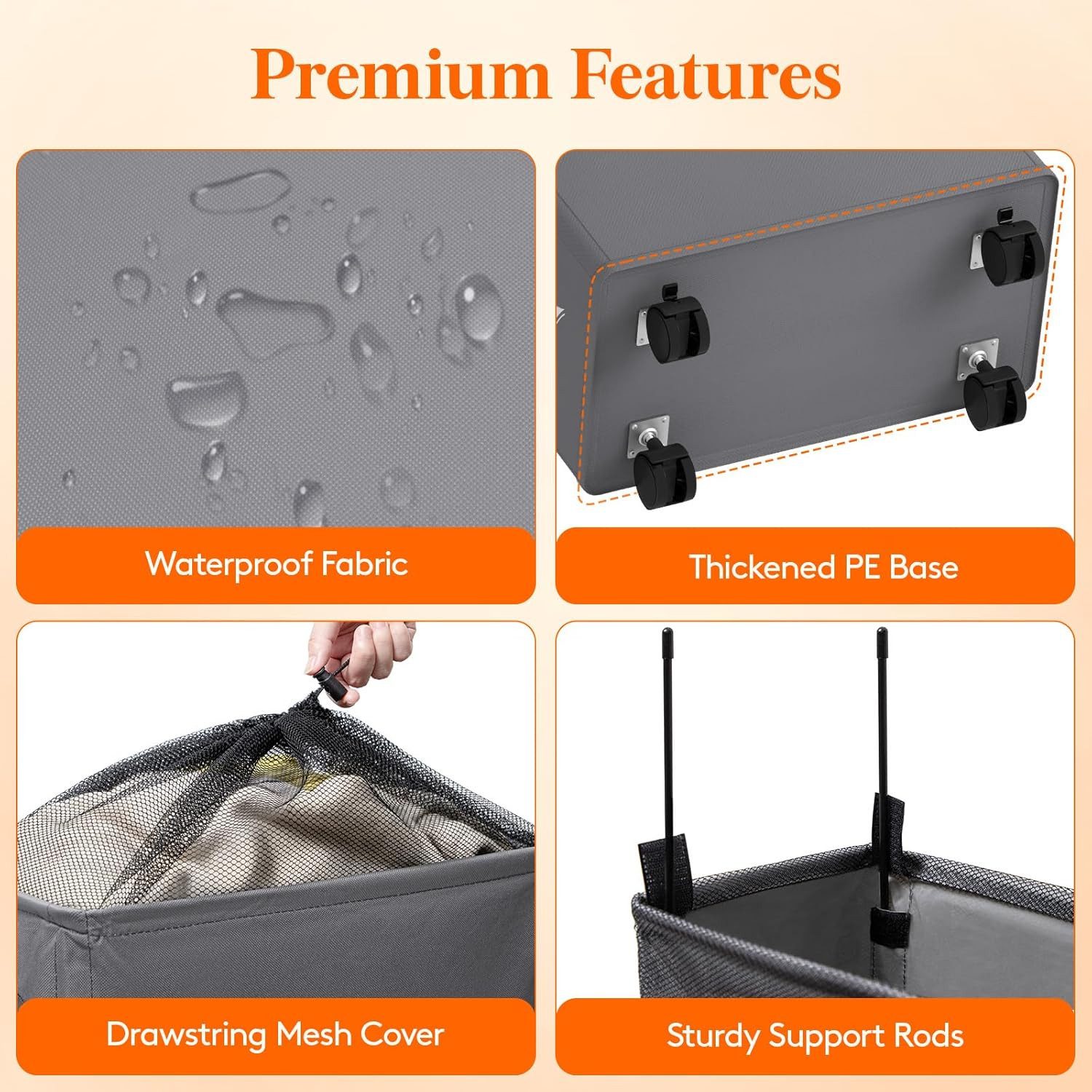 Lifewit Wäschekorb Rollbarer Wäschekorb 50L / 75L Faltbar mit Deckel & Grif günstig online kaufen