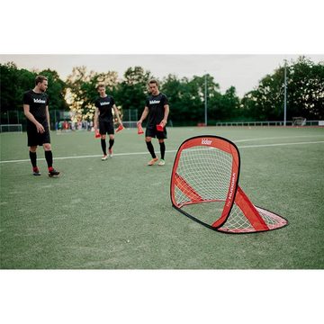 Hudora Fußballtor Pop Up, 2er Set Garten Fußballtor faltbar und tragbar, Standard oder exklusives Kicker Design, für Kinder und Erwachsene