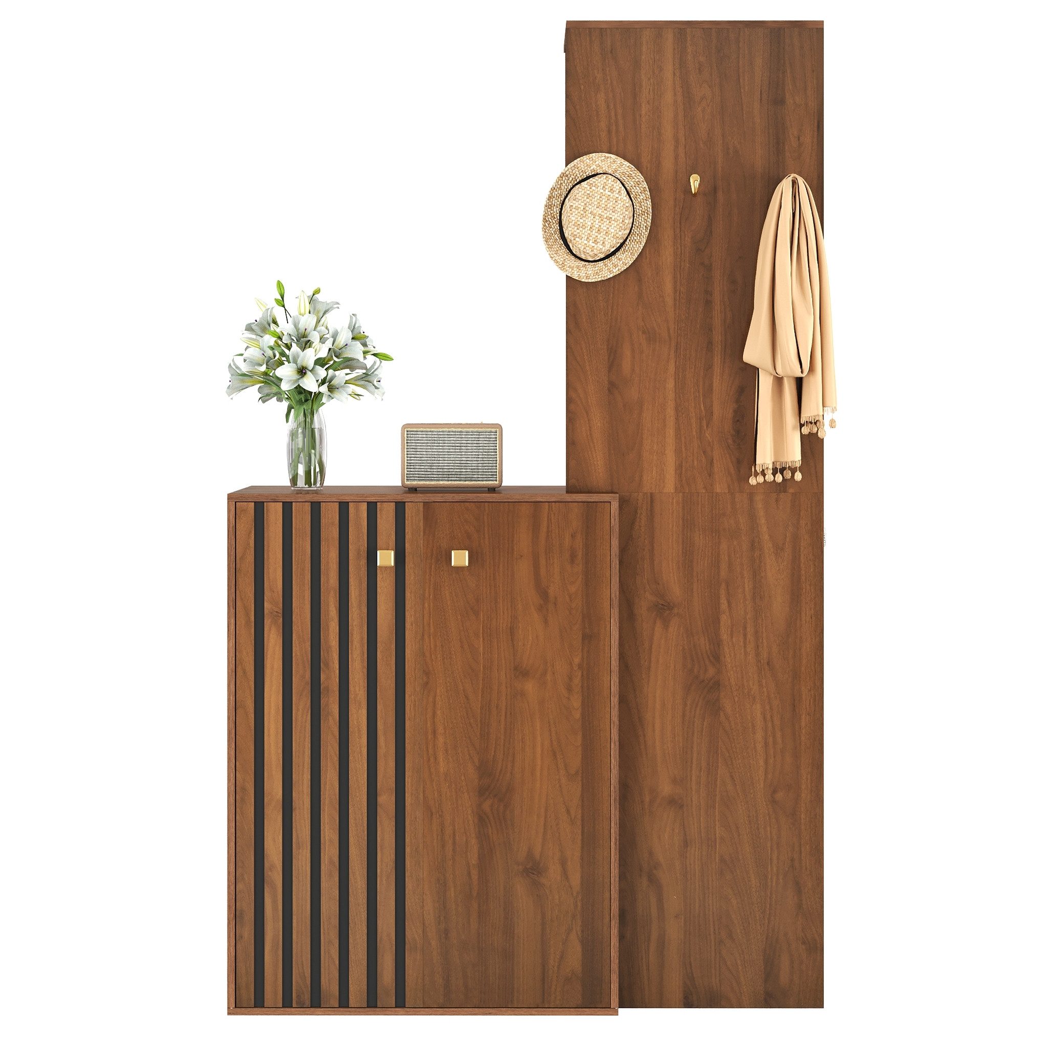 MC Star Garderoben-Set Moderne Garderobenset mit Stauraum, Kompaktgarderobe,Schuhschrank, (Flurgarderobe,mit Kleiderhaken,Kleiderstange, für den Flur(Not a one-piece product, requires drilling and punching holes in the wall)