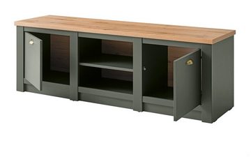 Furn.Design TV-Board Norwich (Unterschrank in dunklem grün mit Wotan Eiche, 152 x 51 cm), Landhausstil