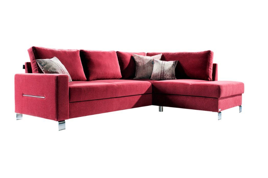 L-Form Textil Polster Rot Sofa Couch Design Ecksofa Ecksofa Schlafsofa JVmoebel