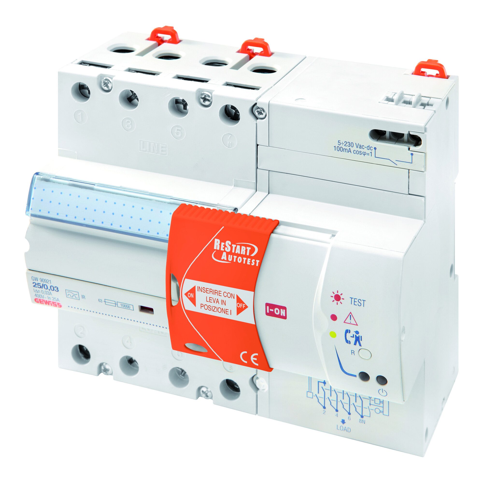 Gewiss Sicherungsmutter Gewiss FI-Schutzschalter 4P 63A 0,03B IR 7M GW90943B